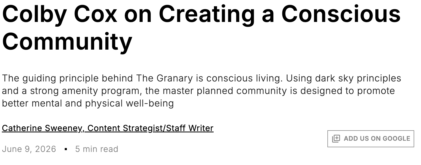 Pro Builder: Colby Cox on Creating a Conscious Community