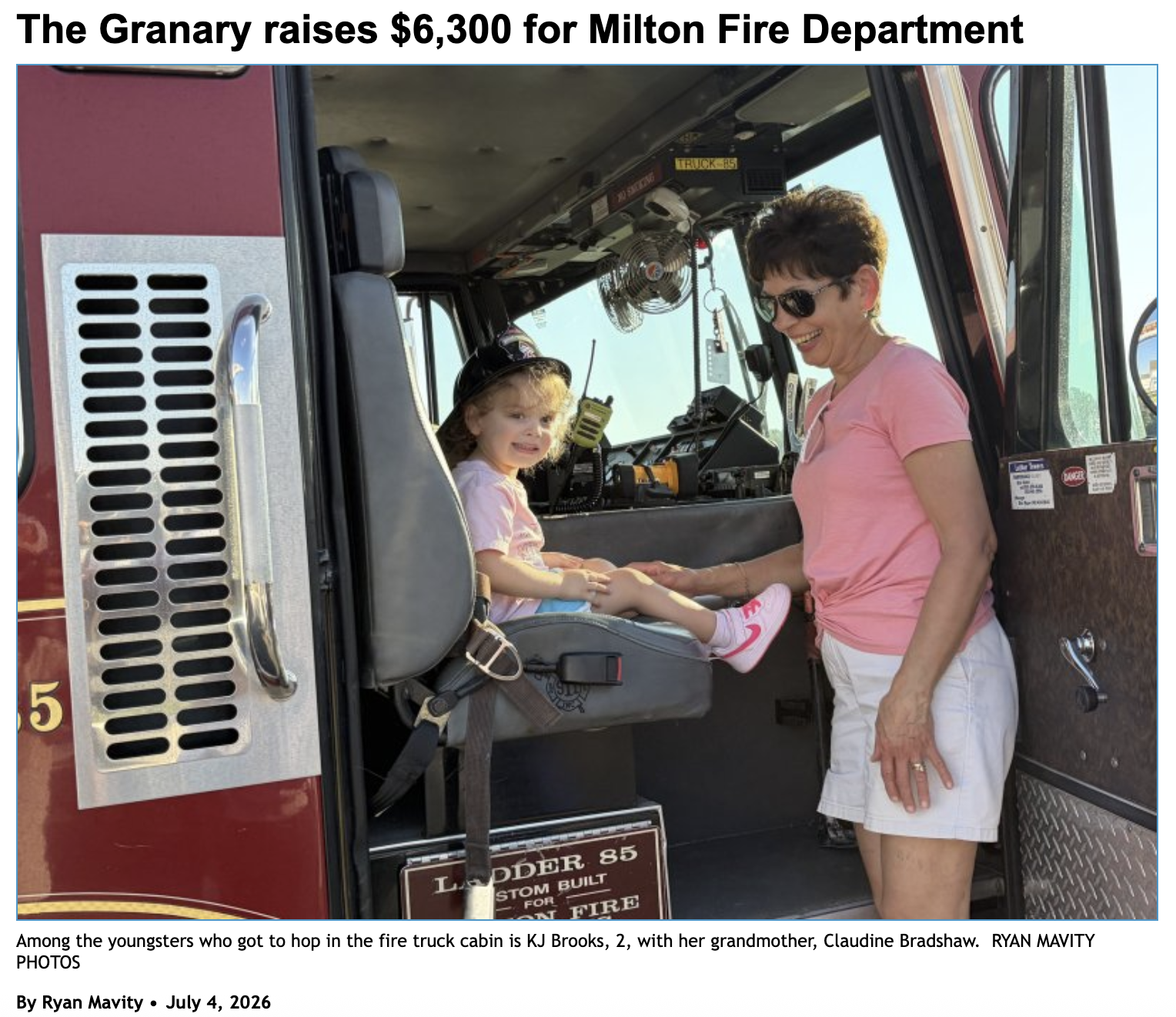 Cape Gazette: The Granary raises $6,300 for Milton Fire Department